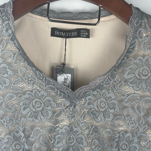 HOMEYEE Women's‎ Size 8 Chic V-Neck Lace Patchwork Flare Party Dress - Picture 9 of 10